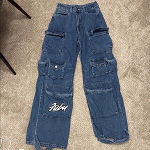 Blue Cargo Jeans with Patch